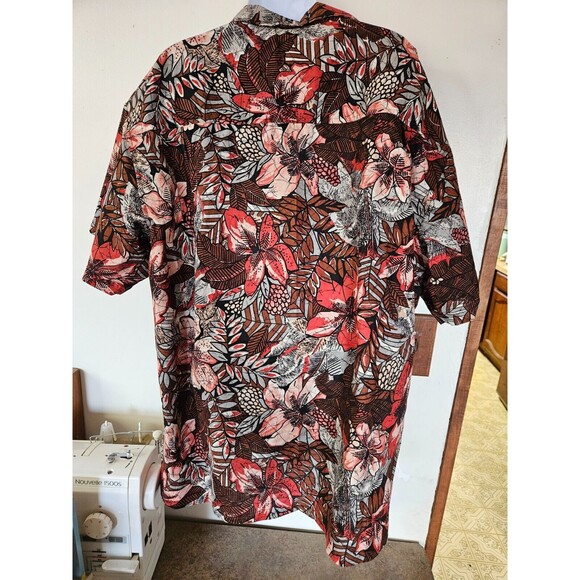 Hand-sewn Men's Brown Hawaiian Print Shirt Size 42 - Picture 4 of 6